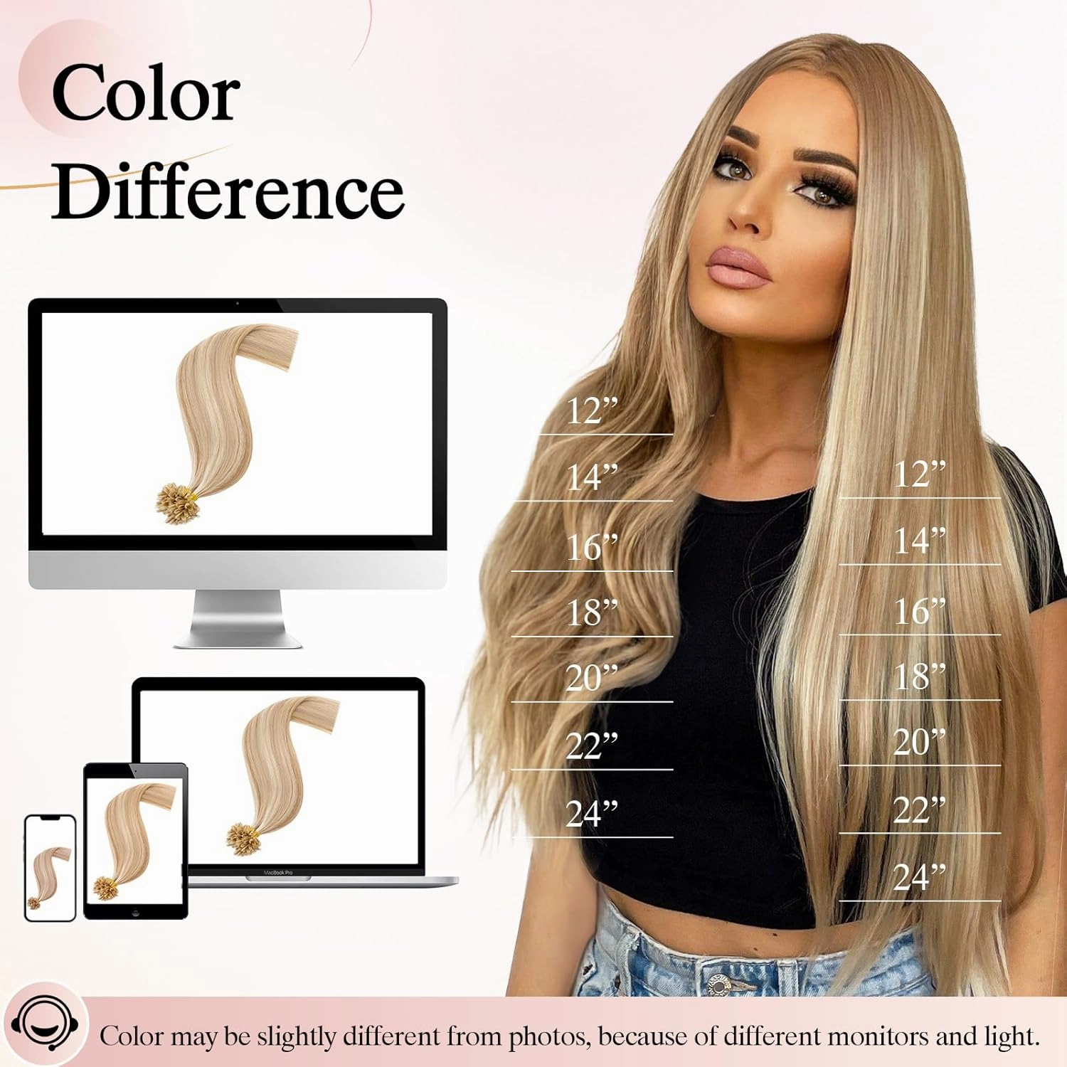 U Tip Hair Extensions Human Hair Pre Bonded Extensions Keratin Fusion Extensions K Tip Hair Extensions Real Human Hair Silky Straight Natural 50g/100 Stands 18" Golden Brown Mix Bleach Blonde
