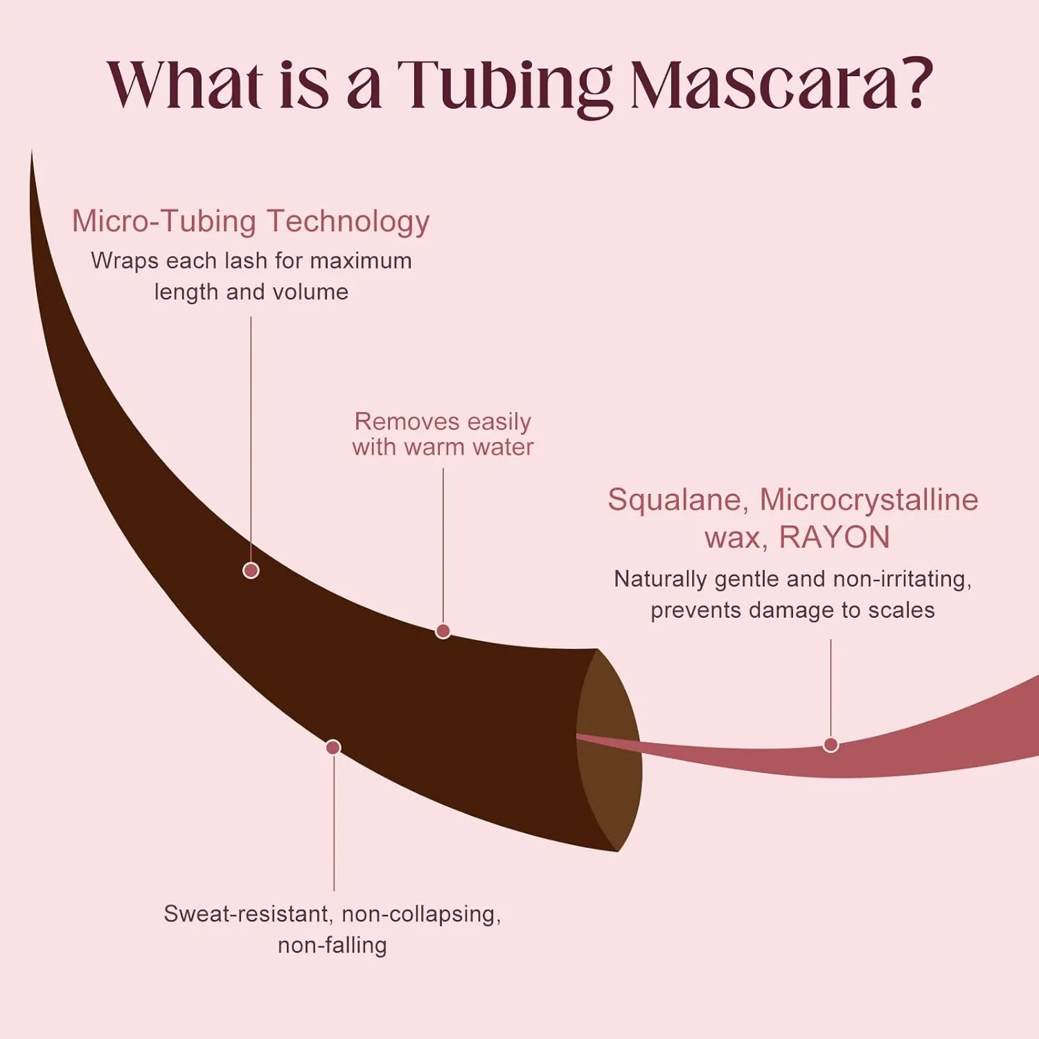 Unidollss Tubing Mascara Brown Length & Volume with Lash-Nourishing Formula, Lash Extension Effect, Smudge-Proof, No Clumps, Washable, Safe for Sensitive Eyes, Perfect for Light Hair & Older Women