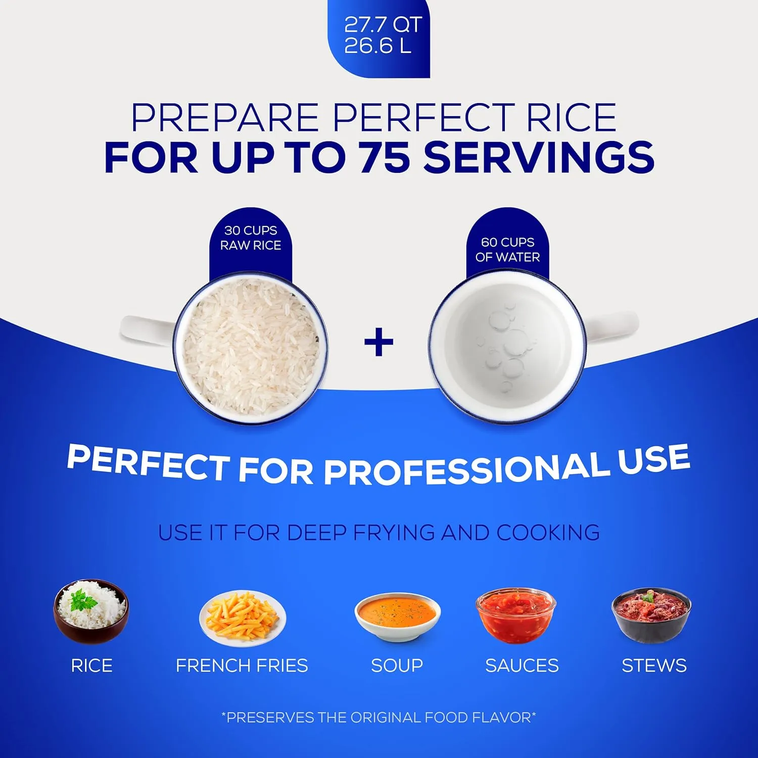 Universal (Professional Extra Large) Caldero 75 Cups - 27.7 QT / 26.6 L, Stainless Aluminum Pot, Even Heat Distribution and Fast Cooking Dutch Oven Pot with Ergonomic Handles, Ideal for Rice, and More