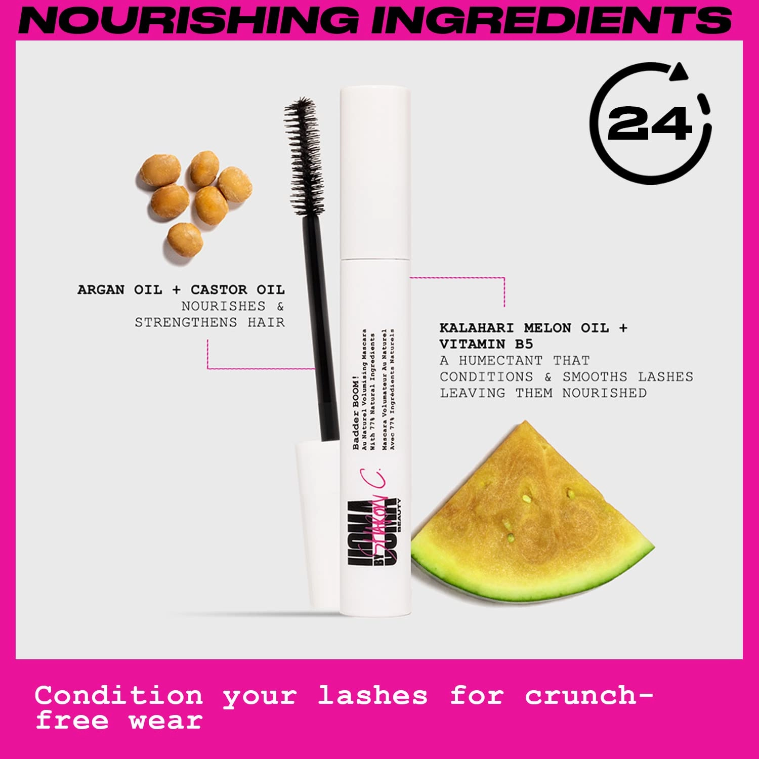 UOMA Mascara Black by Sharon C, Badder Boom Extreme Mascara Black Volume and Length, Vegan Mascara   Argan Oil for Lash Volume, Gentle Hypoallergenic Mascara for Sensitive Eyes, Lengthening Mascara