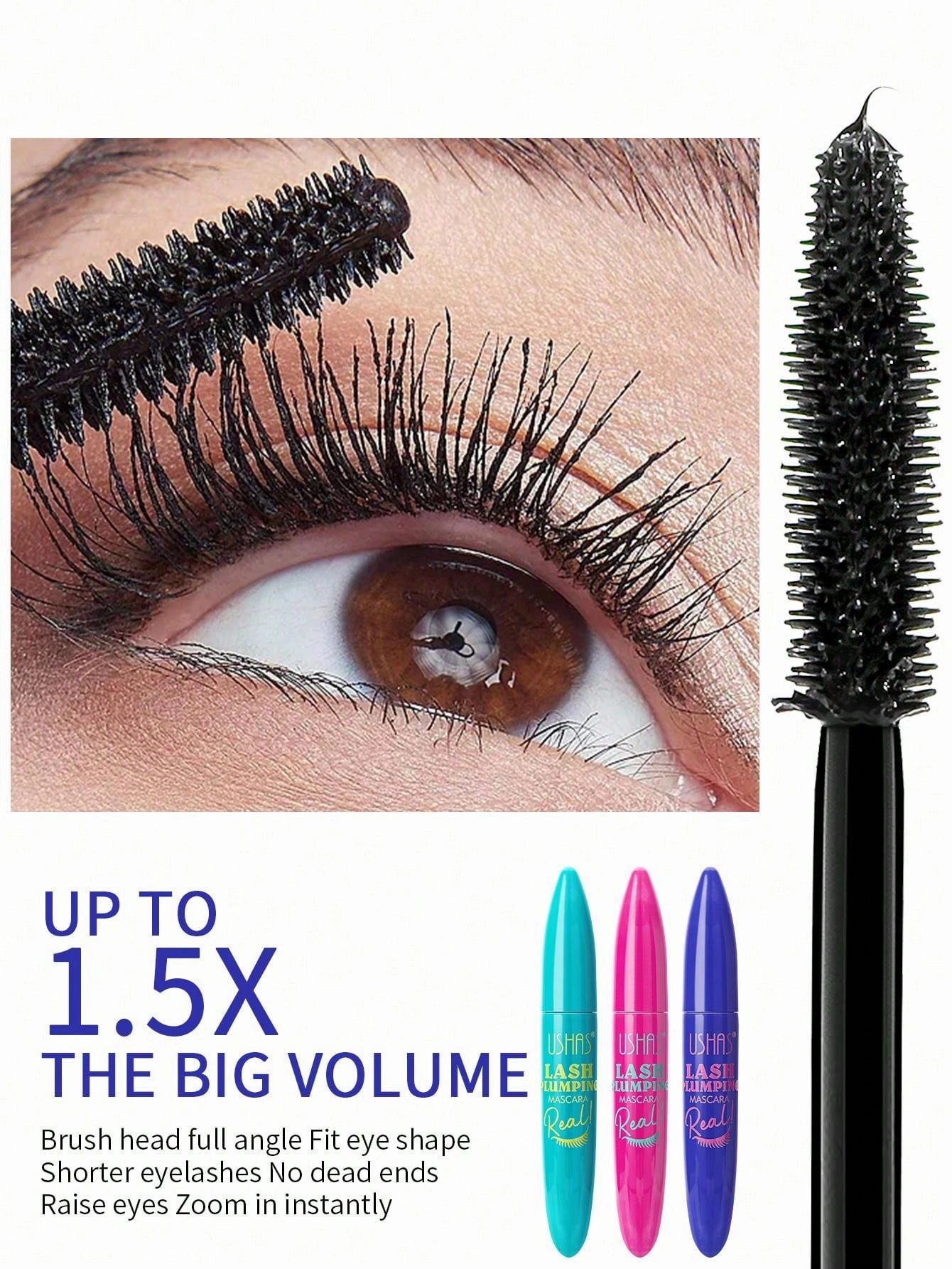 Ushas Big Lash Mascara: Extreme Black - Waterproof & Smudge-Proof, 24-Hour Wear