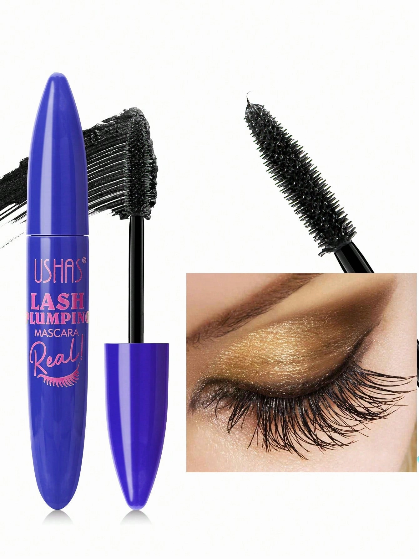 Ushas Big Lash Mascara: Extreme Black - Waterproof & Smudge-Proof, 24-Hour Wear