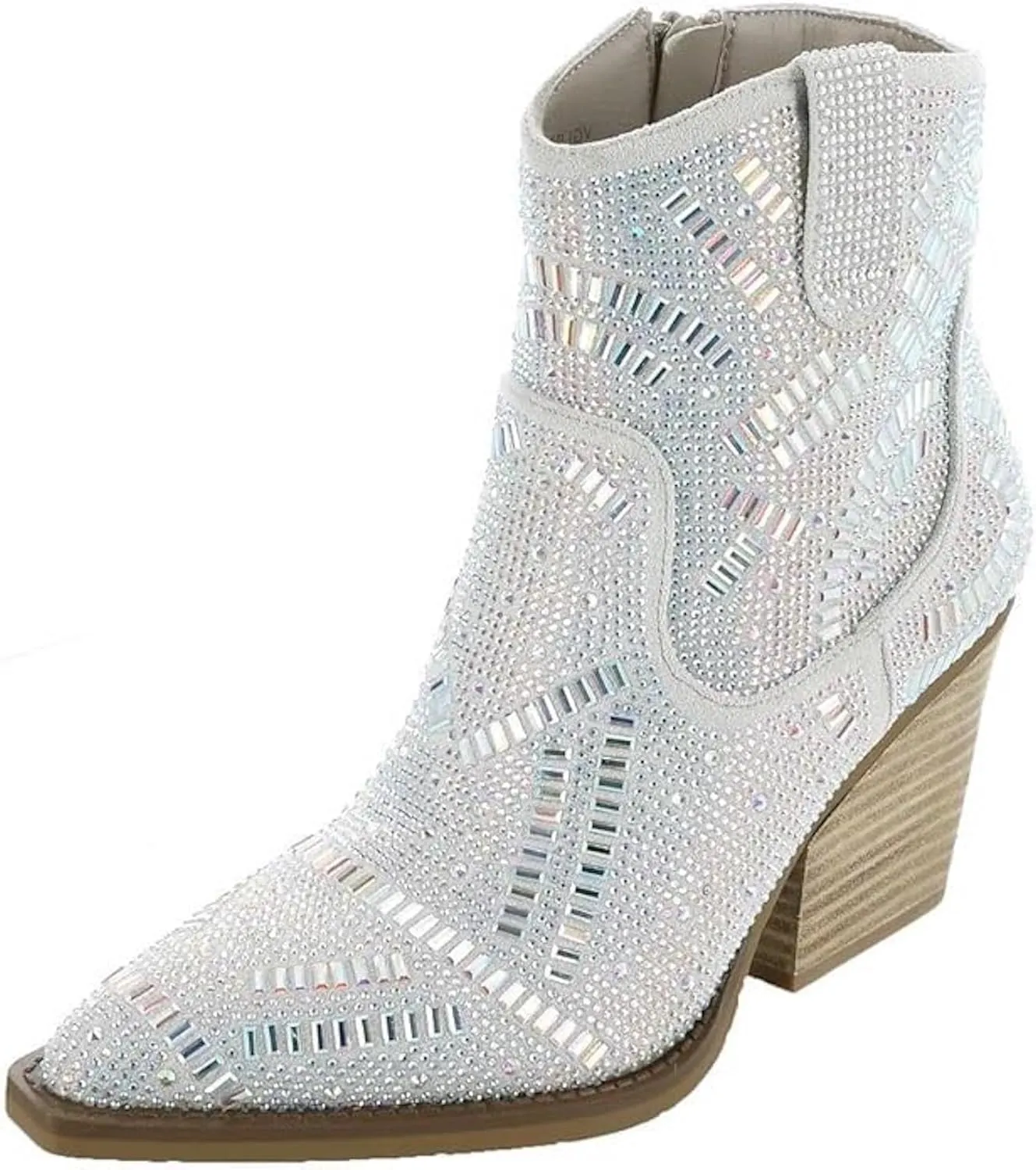 Very G Women's Maze Western Rhinestone Ankle Boot - Stylish Synthetic Leather Boots with 3 1/4" Inch Heel Height - Elegant Cowboy Boots - Versatile Ladies' Footwear for Casual and Dressy Occasions