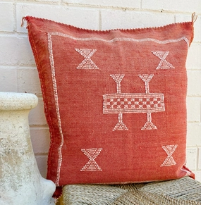 Very Faded Crimson with White Cactus Silk Cushion