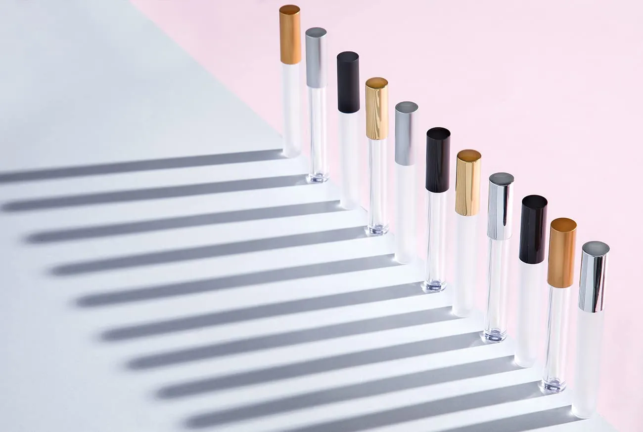 Vibe Frosted Lip Gloss Tubes w/Matte Gold Cap & Doe Foot Wand (Carton - 336 Pack)