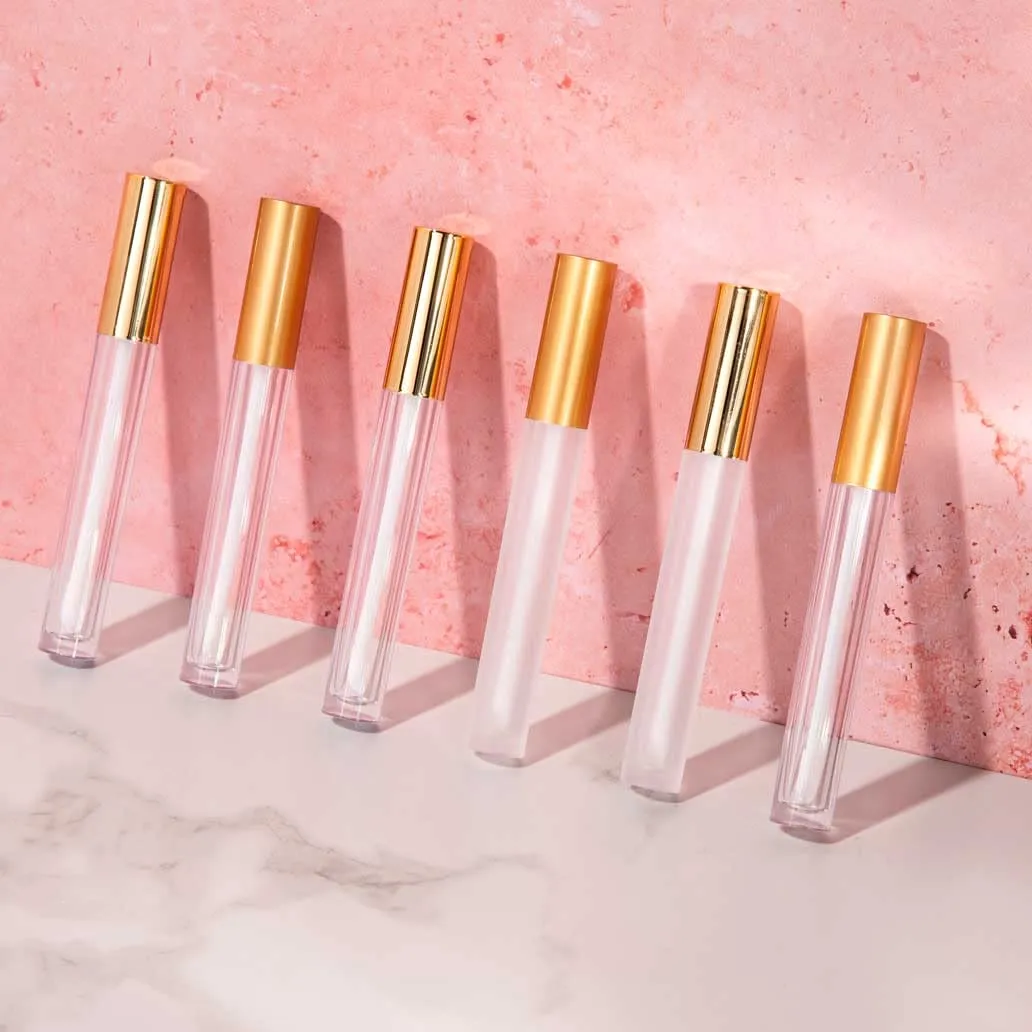 Vibe Frosted Lip Gloss Tubes w/Matte Gold Cap & Doe Foot Wand (Carton - 336 Pack)