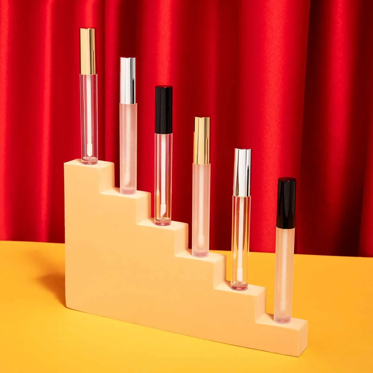 Vibe Frosted Lip Gloss Tubes w/Matte Gold Cap & Doe Foot Wand (Carton - 336 Pack)