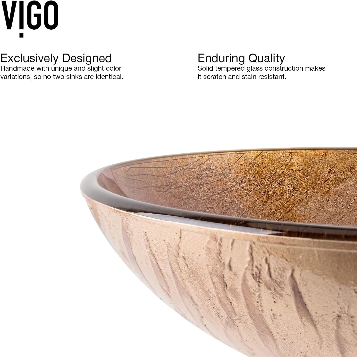 VIGO Amber Sunset 17"L x 17"W x 6"H Over the Counter Glass Round Vessel Bathroom Sink -VG07027