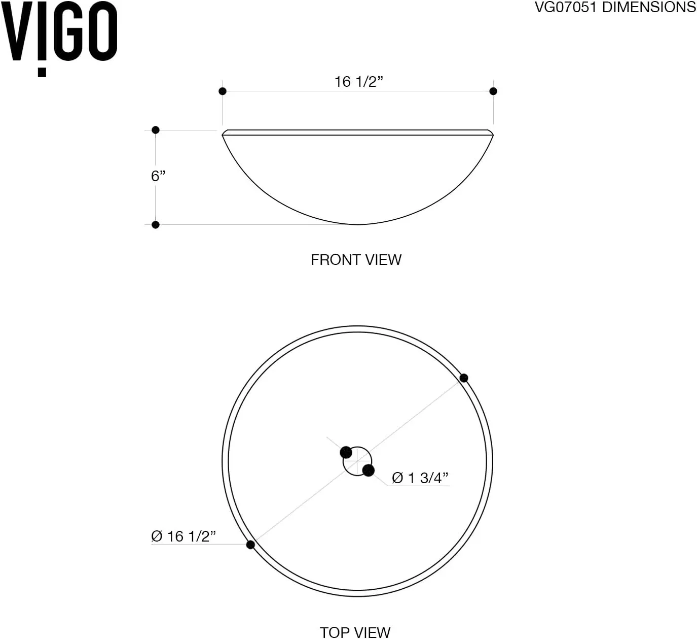VIGO Giovanni 17"L x 17"W x 6"H Over the Counter Glass Round Vessel Bathroom Sink in Gray Onyx -VG07051