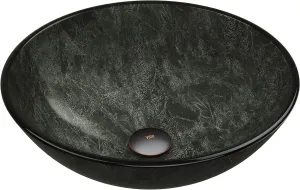 VIGO Giovanni 17"L x 17"W x 6"H Over the Counter Glass Round Vessel Bathroom Sink in Gray Onyx -VG07051