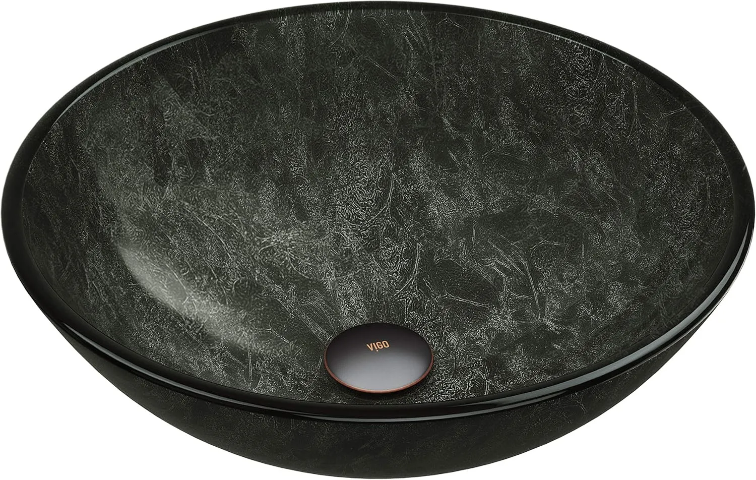 VIGO Giovanni 17"L x 17"W x 6"H Over the Counter Glass Round Vessel Bathroom Sink in Gray Onyx -VG07051