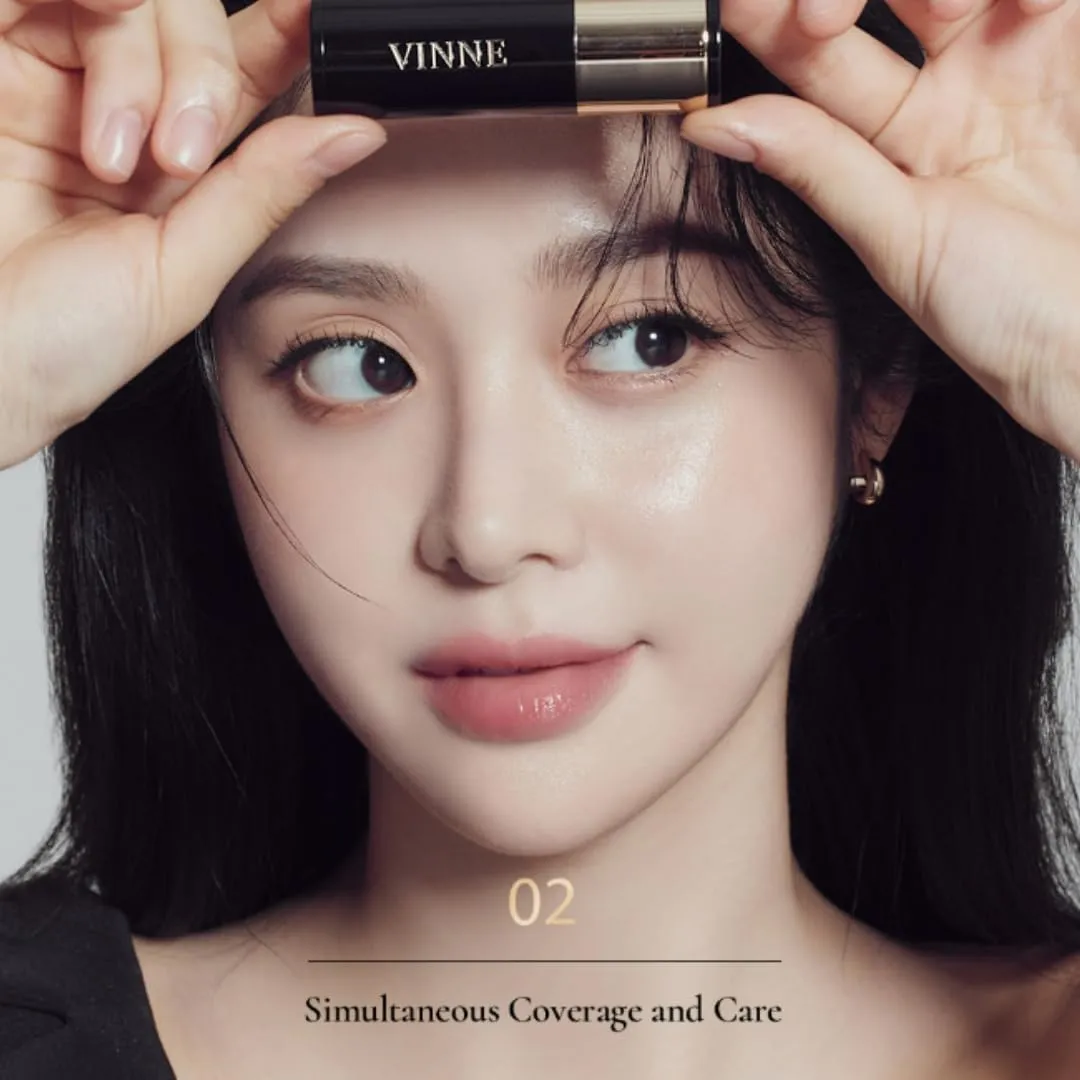 Vinne 2-Color Hair Cushion Stick: Waterproof Gray Cover, Long-Lasting Root Filler & Nutrient-Rich Care (Natural Black, Dark Brown)