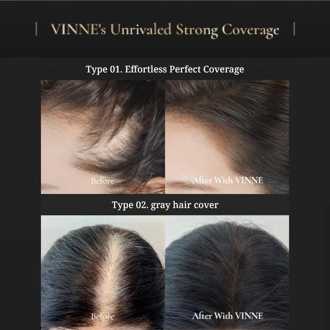 Vinne 2-Color Hair Cushion Stick: Waterproof Gray Cover, Long-Lasting Root Filler & Nutrient-Rich Care (Natural Black, Dark Brown)