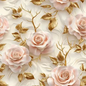 Vintage Floral Peel and Stick Wallpaper, Pink Roses, Gold Leaves, Vintage Wallpaper Vinyl Contact Paper for Decorative Bedroom Bathroom Home Wall (17.3"x236"),D18