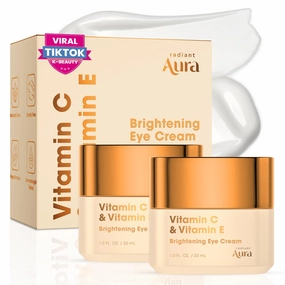 Vitamin C & E Eye Cream - Dermatologist Tested Under Eye cream for Dark Circles & Puffiness - Advanced Formula for Deep Hydration, Brighter Eyes & Anti-Aging Care - Pack of 2