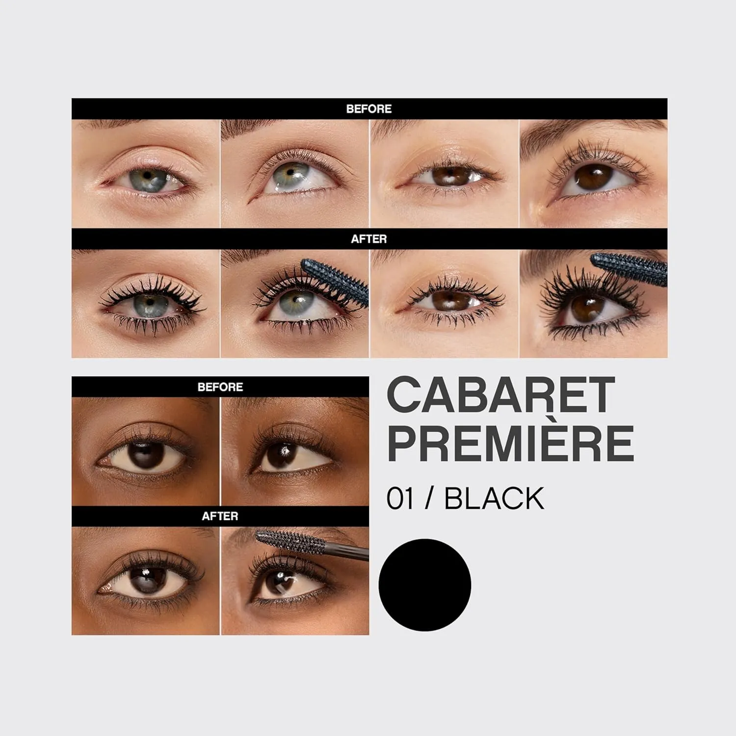 Vivienne Sabó Cabaret Premiere Black Mascara, Volume and Length, Defining, Curling, No Flaking, No Clumping, Smudge Proof, Washable, Cruelty-Free, Made in Europe, (01 Black), 0.6 Fl Oz, 2 Pack