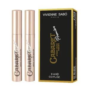 Vivienne Sabó Cabaret Premiere Black Mascara, Volume and Length, Defining, Curling, No Flaking, No Clumping, Smudge Proof, Washable, Cruelty-Free, Made in Europe, (01 Black), 0.6 Fl Oz, 2 Pack