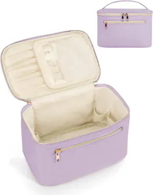 Wandering Nature Large Makeup Bag, Travel Make Up Organizer Cosmetic Brush Bags Case for Women in Fabric,Purple,Patent Pending