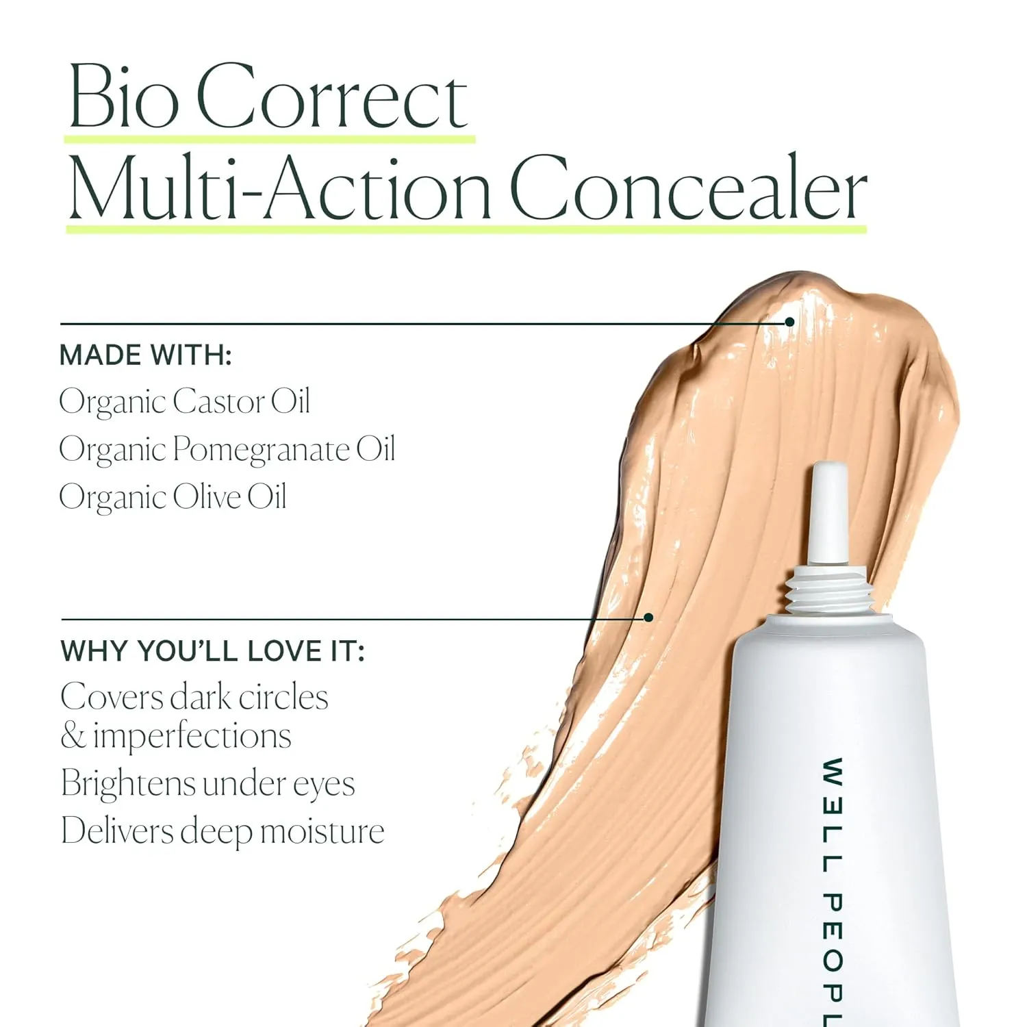 Well People Bio Correct Concealer, Full-coverage, Nourishing Liquid Concealer For Concealing & Correcting, Hydrating Formula, Vegan & Cruelty-free, 3N