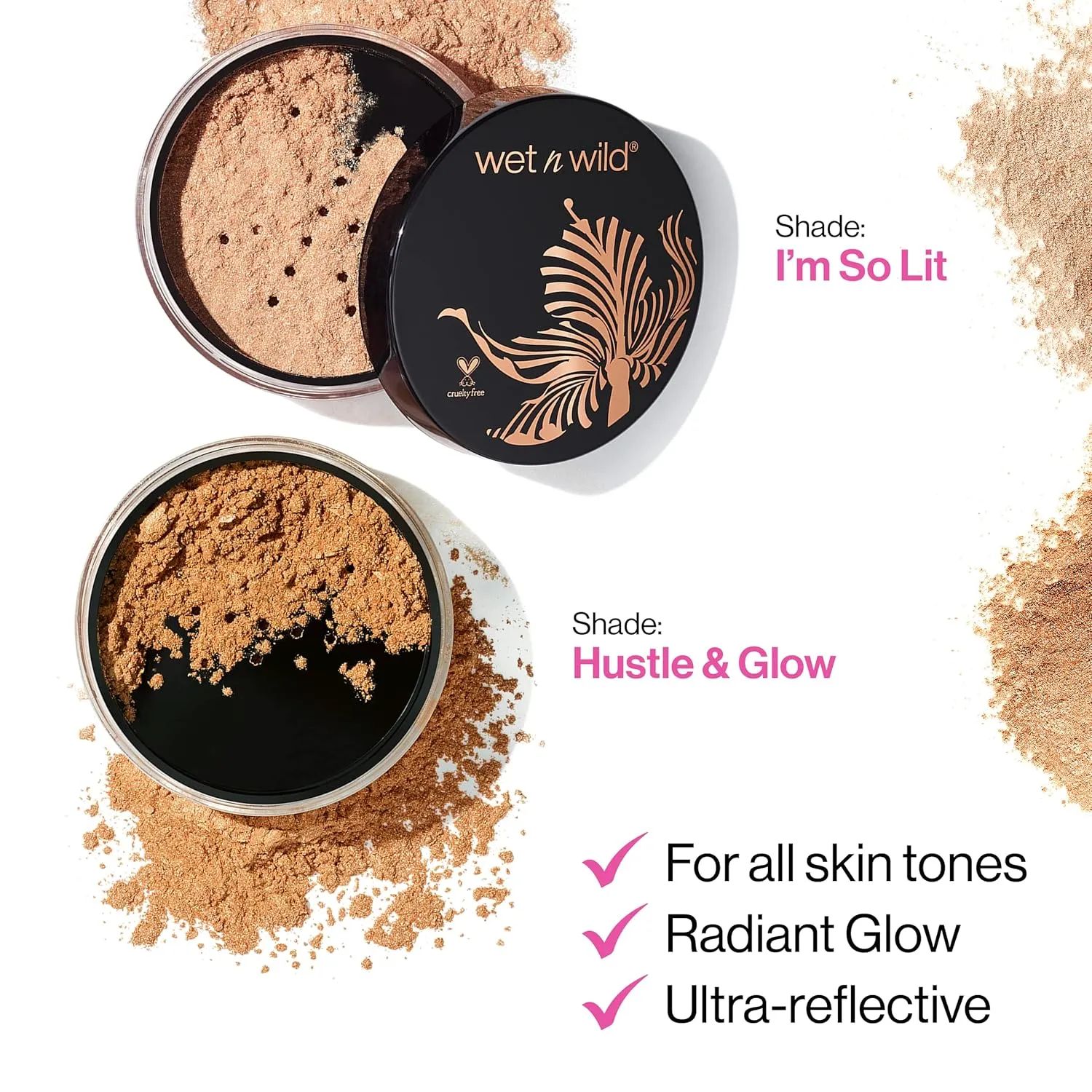 wet n wild MegaGlo Loose Highlighting Powder Makeup, I'm So Lit, Rose Gold | Vegan | Cruelty-free