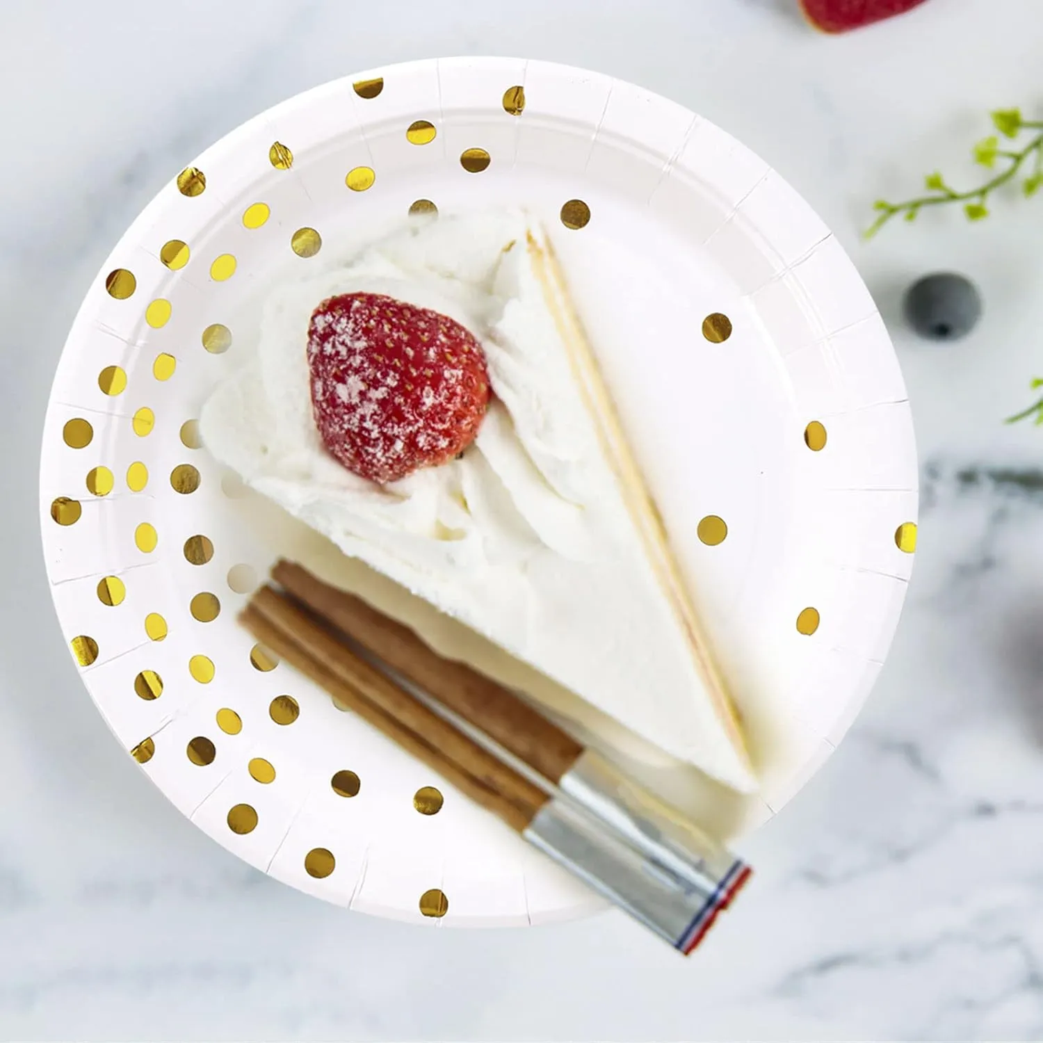 White and Gold Paper Plates 100PCS,7inch Gold Dots Dessert Plates,Disposable Party Supplies for Birthday,Wedding,Bridal Showers,Christmas,Anniversaries,All Occasions