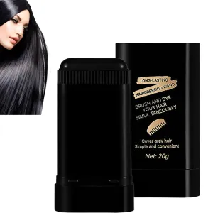 White Hair Concealer Stick, Carylook Hair Color Stick, Waterproof and Sweat-Proof Hairdyestick, With Comb, 2-in-1 Hairdye Combstick, Portable Haircolor Touch-Up Stickwith Comb (Black)