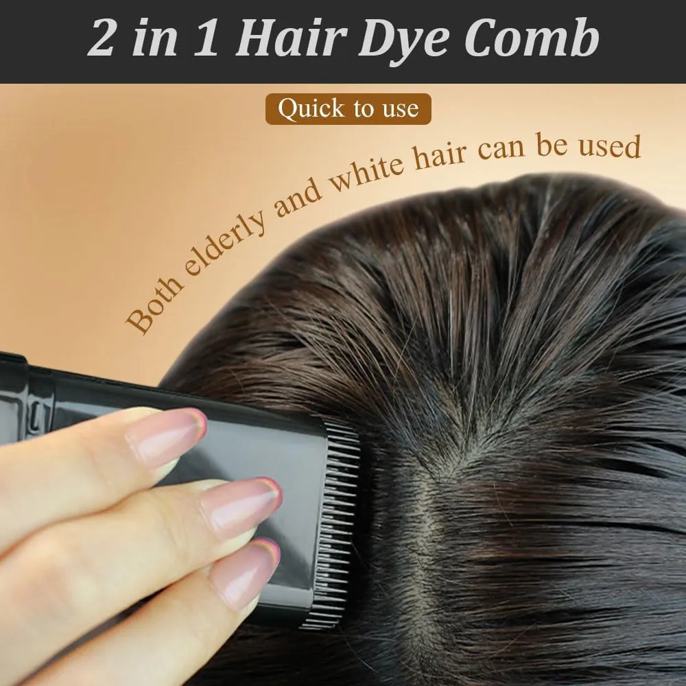 White Hair Concealer Stick, Carylook Hair Color Stick, Waterproof and Sweat-Proof Hairdyestick, With Comb, 2-in-1 Hairdye Combstick, Portable Haircolor Touch-Up Stickwith Comb (Black)