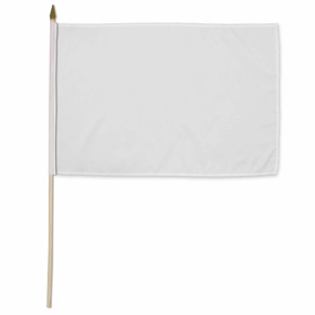 White Solid Color 12x18in Stick Flag