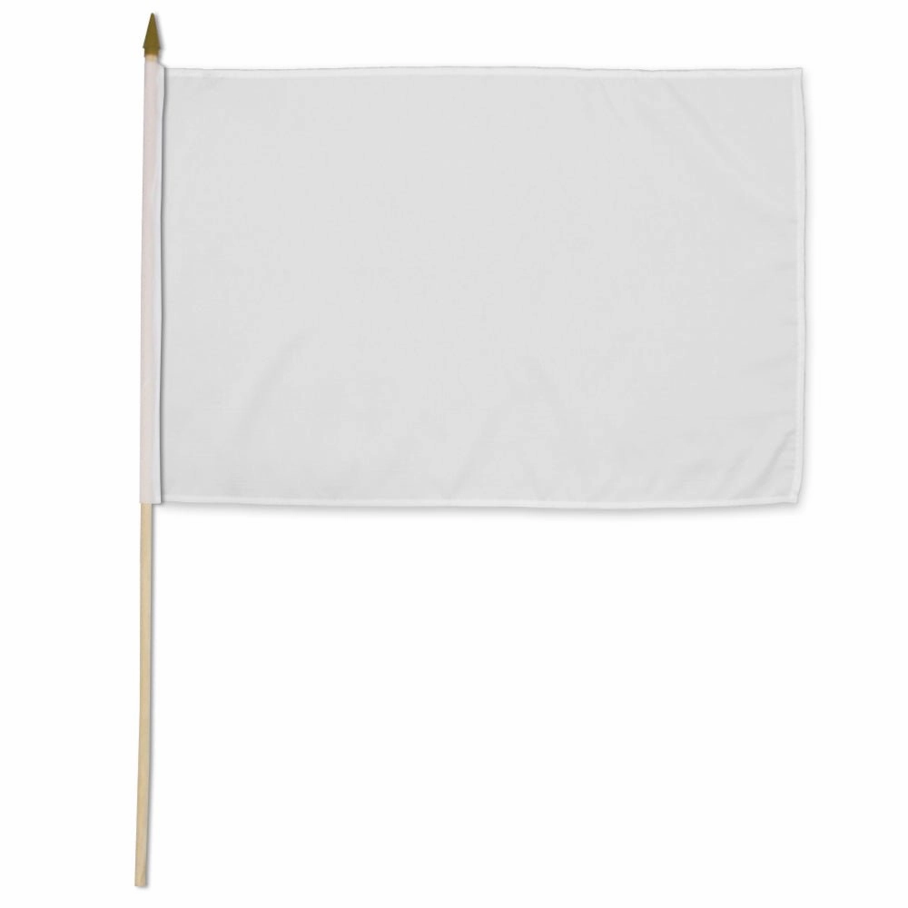 White Solid Color 12x18in Stick Flag