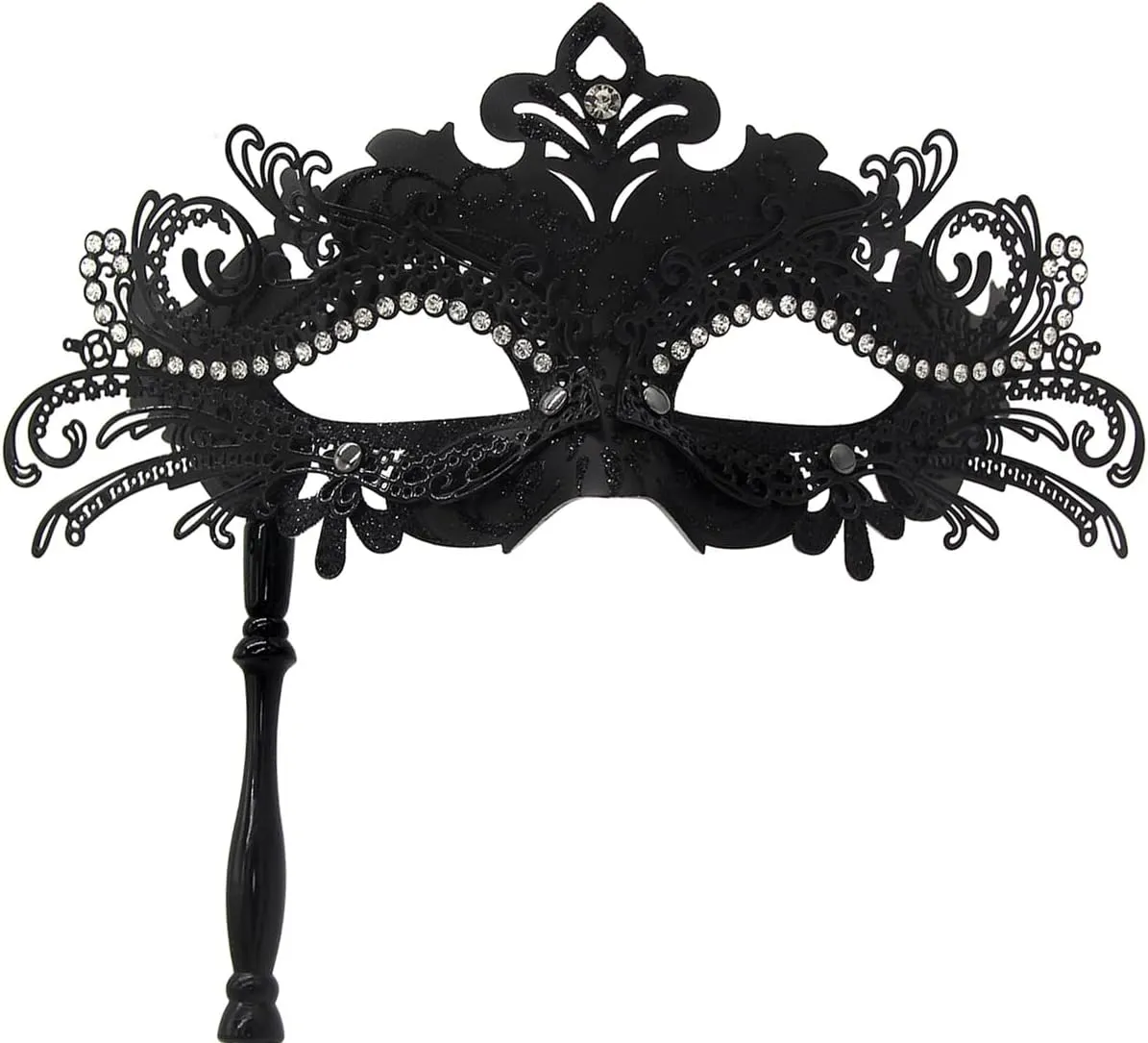 WILOVCOS Womens Masquerade Mask with Stick, Handheld Mardi Gras Mask,Venetian Party Masks