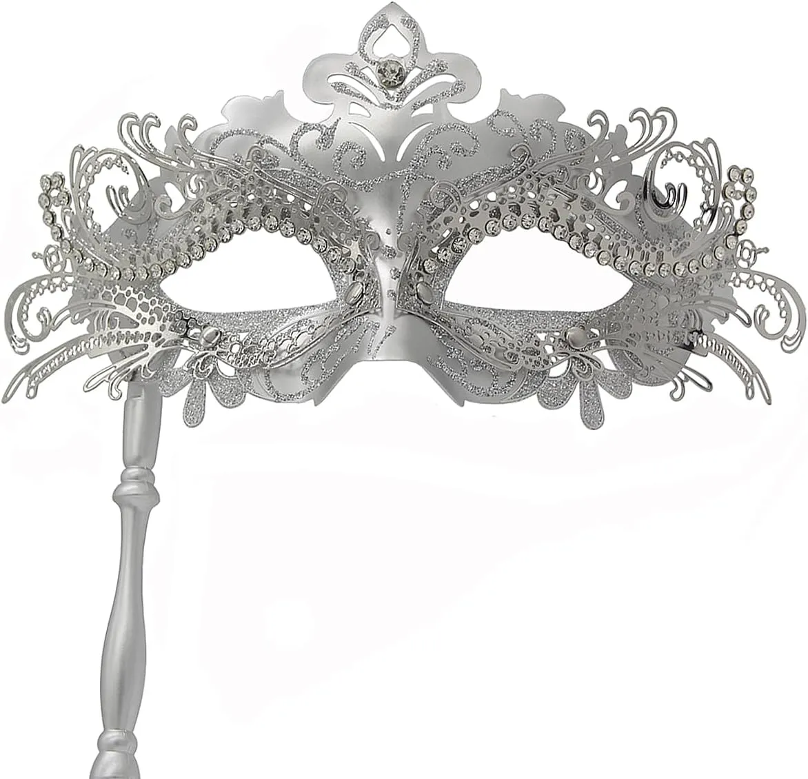 WILOVCOS Womens Masquerade Mask with Stick, Handheld Mardi Gras Mask,Venetian Party Masks
