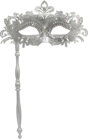 WILOVCOS Womens Masquerade Mask with Stick, Handheld Mardi Gras Mask,Venetian Party Masks