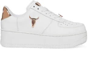 Windsorsmith Womens White Chunky Leather Platform Trainers Sneakers - Rich