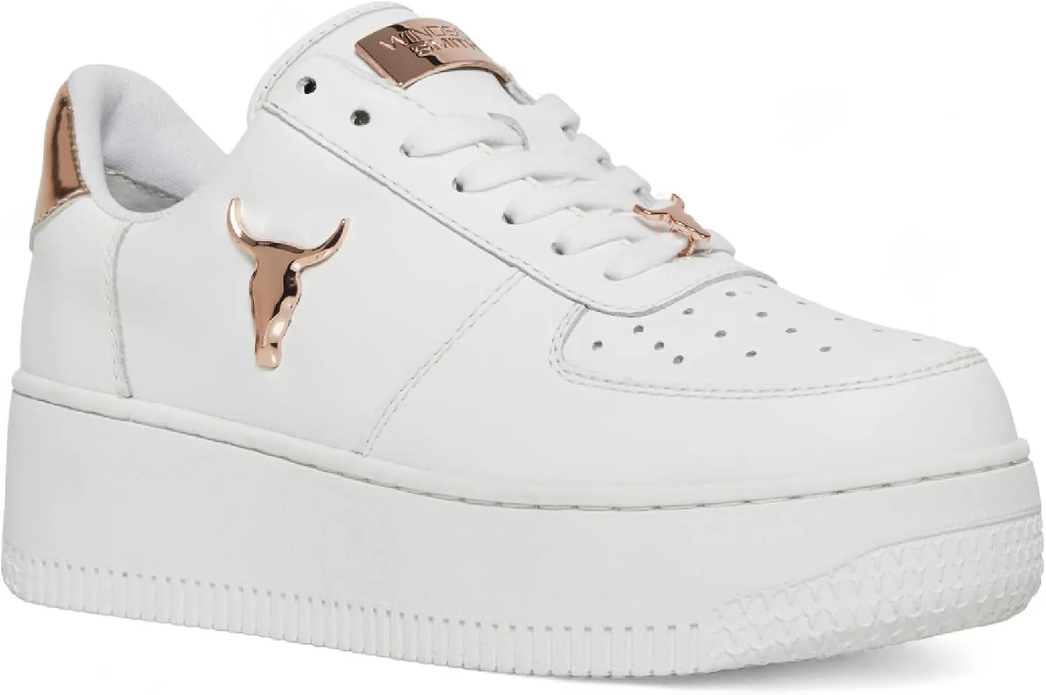 Windsorsmith Womens White Chunky Leather Platform Trainers Sneakers - Rich