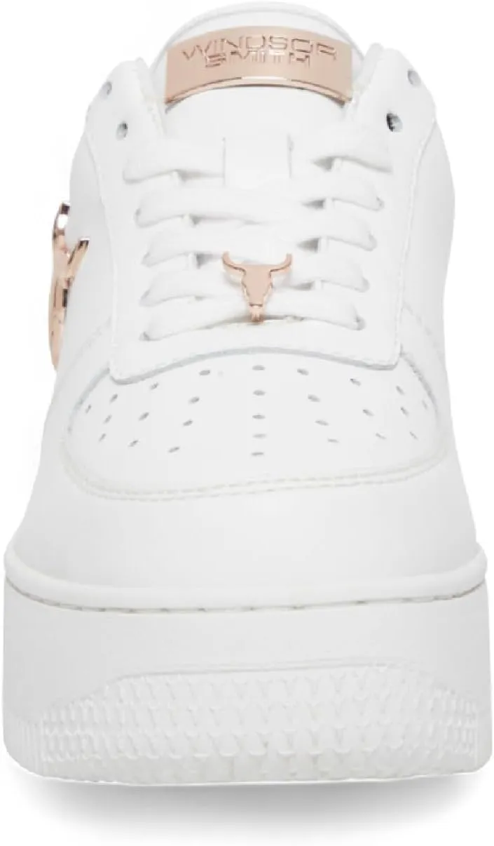 Windsorsmith Womens White Chunky Leather Platform Trainers Sneakers - Rich