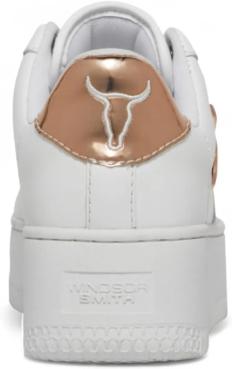 Windsorsmith Womens White Chunky Leather Platform Trainers Sneakers - Rich