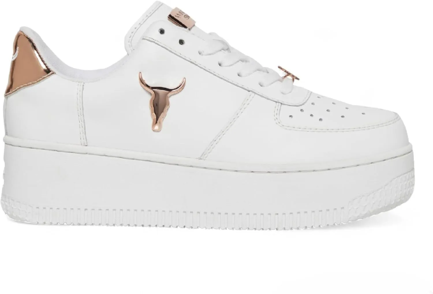 Windsorsmith Womens White Chunky Leather Platform Trainers Sneakers - Rich