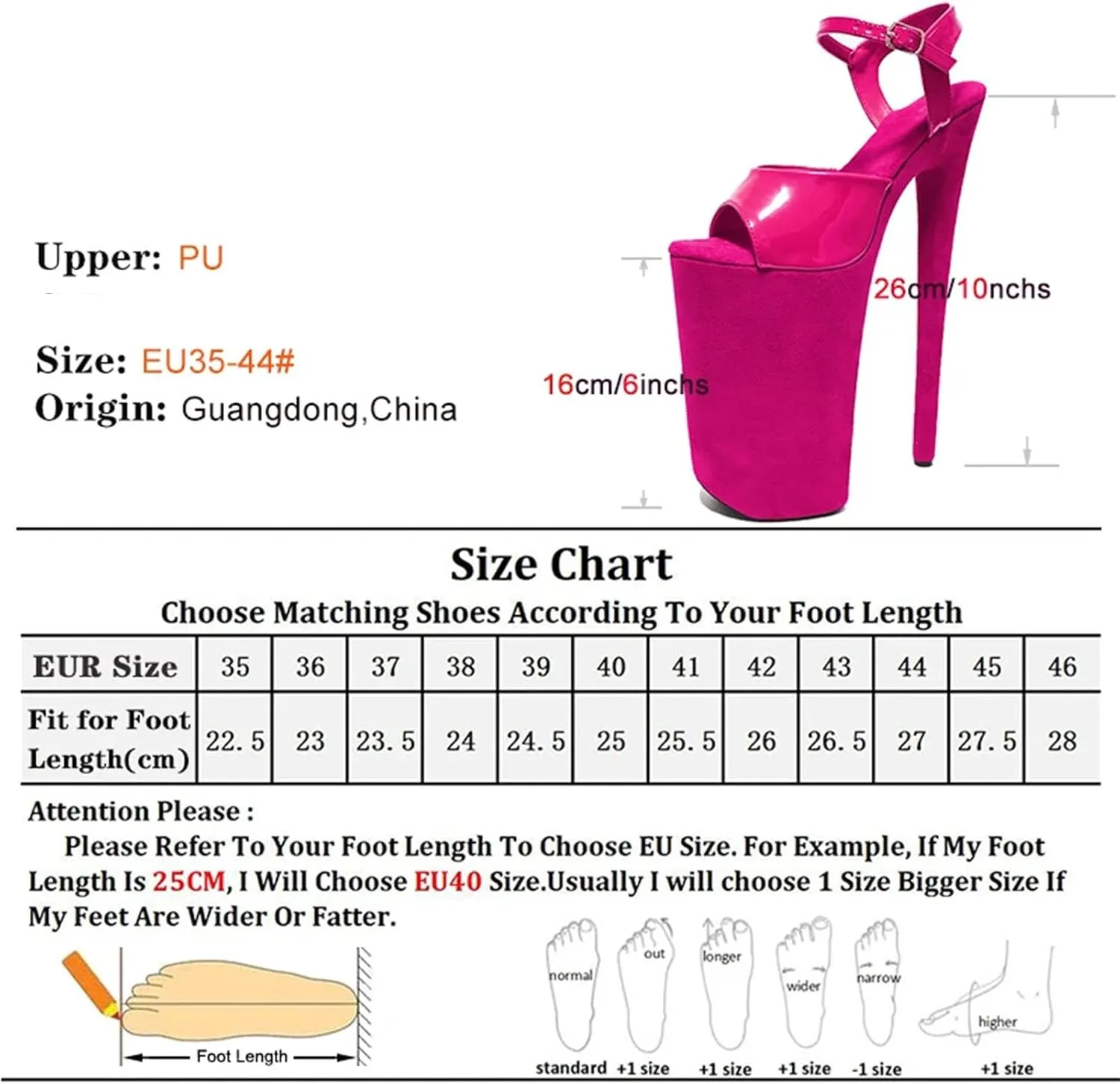 Women's 10-Inch Platform Sandals - Sexy 26cm High Heels for Nightclub & Pole Dance