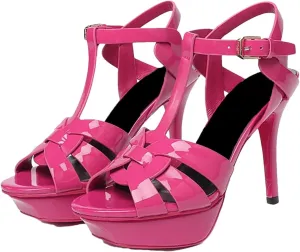 Women's 10cm Leather Sandals - Luxurious Open Toe Wedding Party Shoes