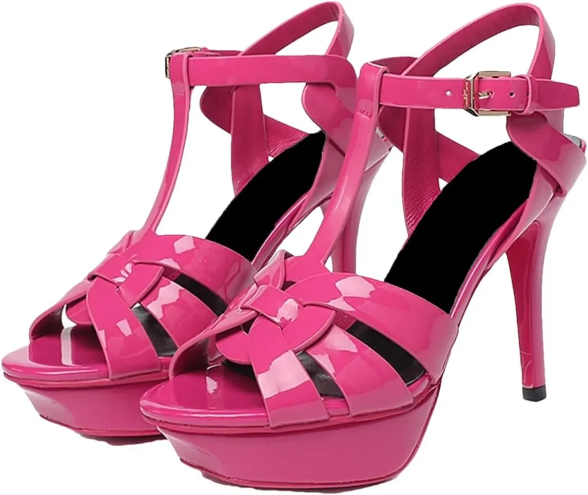 Women's 10cm Leather Sandals - Luxurious Open Toe Wedding Party Shoes