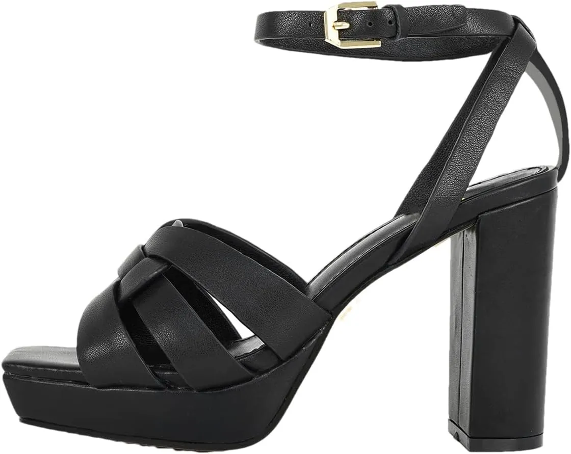 Women's 10cm Leather Sandals - Thick Heel Luxurious Party Shoes