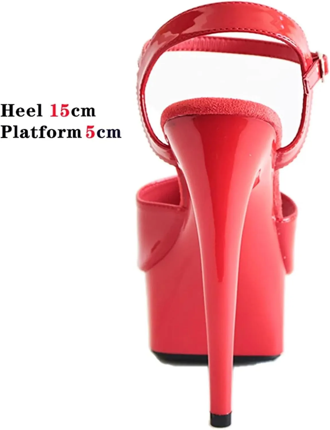 Women's 15cm/6" Red Sandals - Suede Peep Toe Fetish Stiletto Heels