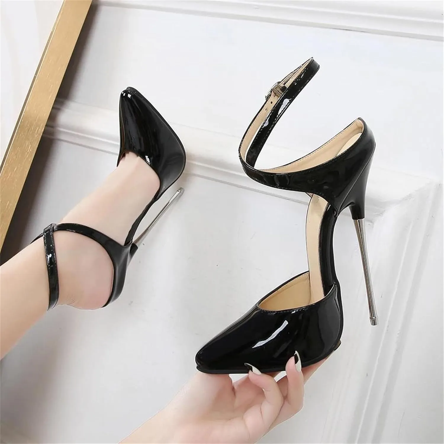 Women's 16cm Thin Heel Sandals - Pointed Toe Buckle Party Cosplay Shoes