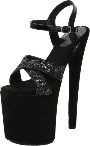 Women's 20cm Bling Sandals - 8" Sequined Nightclub Stripper Party Shoes