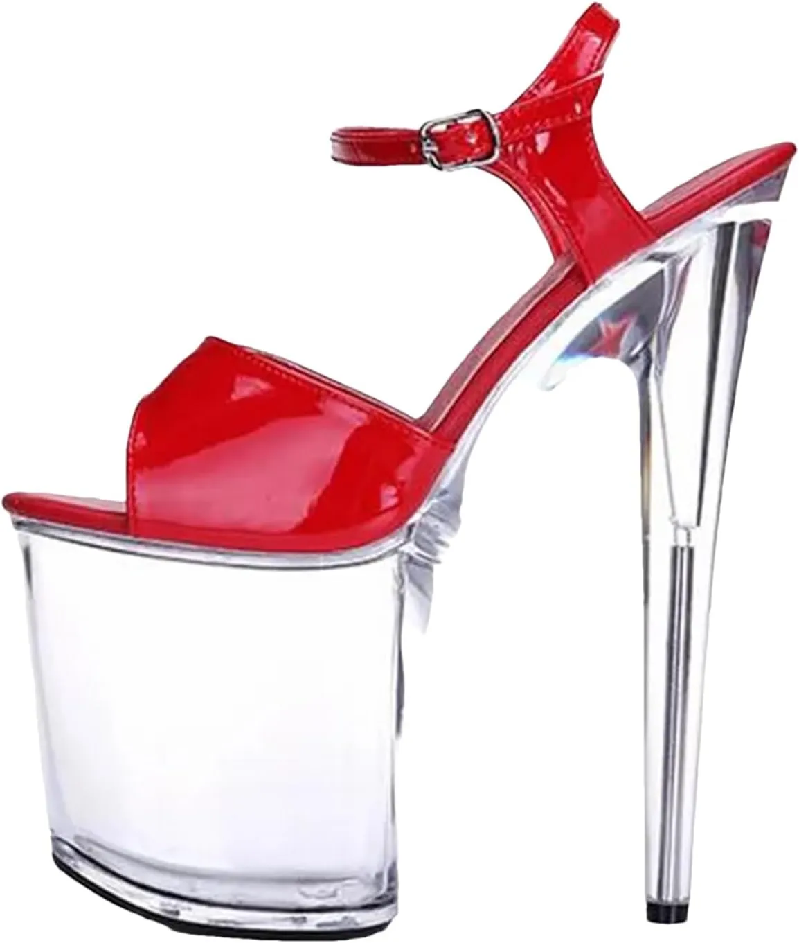Women's 20cm Buckle Sandals - Paint Leather Crossdresser SM Shoes