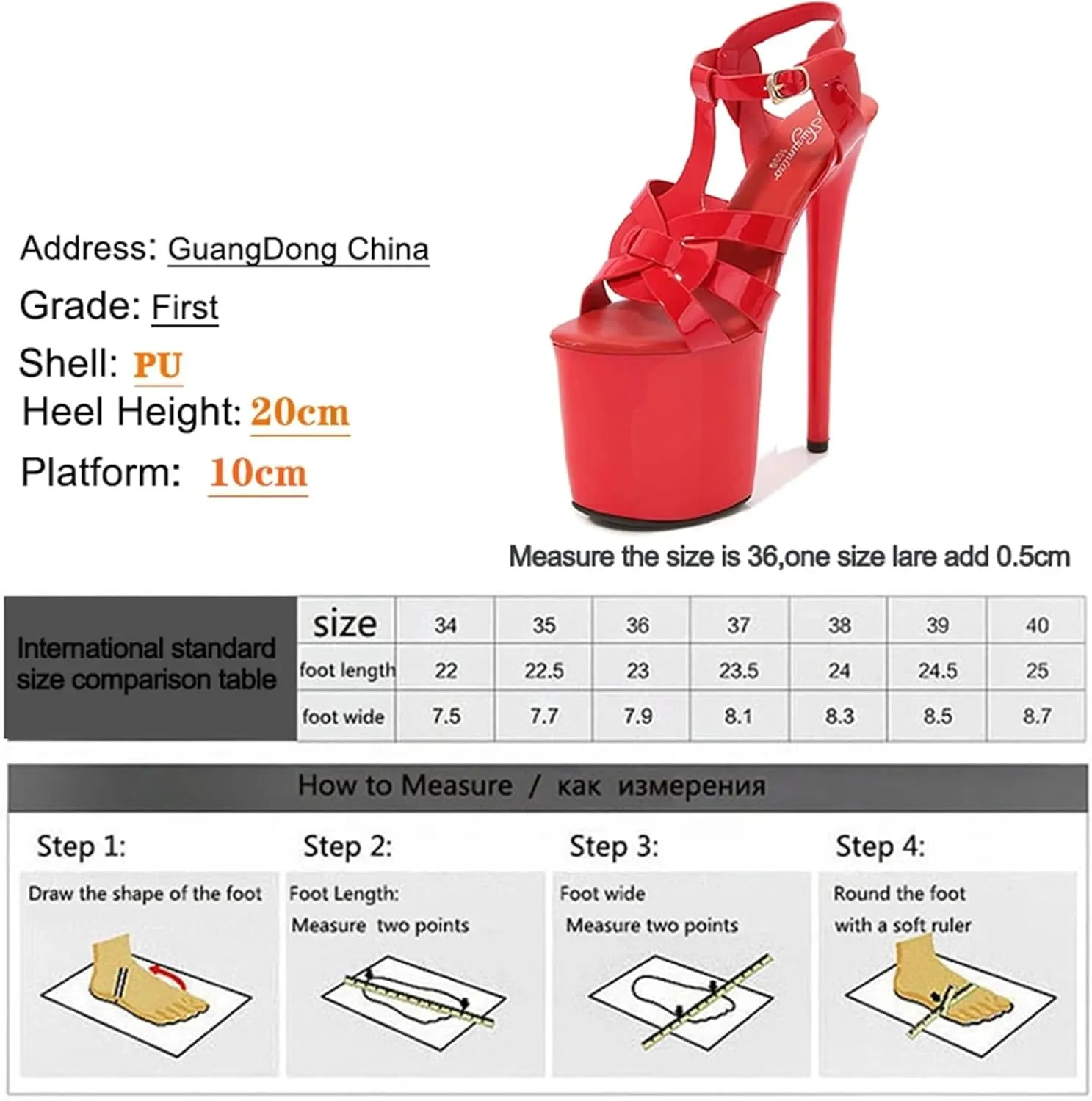 Women's 8" Pole Dance Sandals - Large Size Stripper Show Party Platforms
