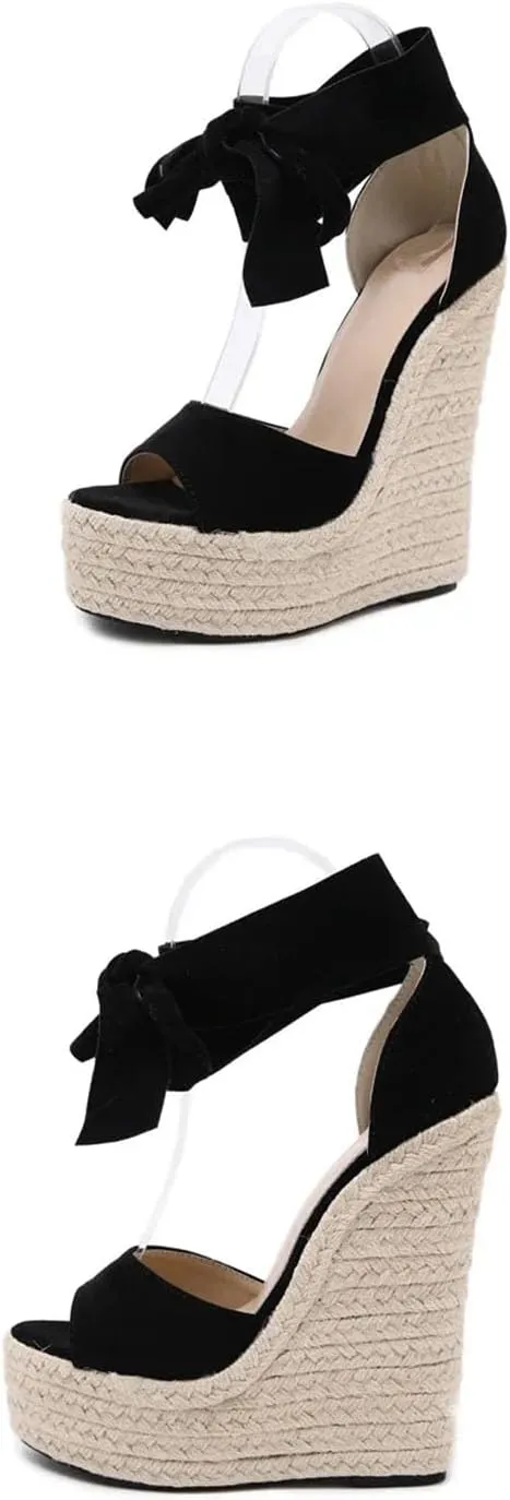 Women's Butterfly-Knot Sandals - 2025 Summer Platform Ankle Lace-Up Wedges
