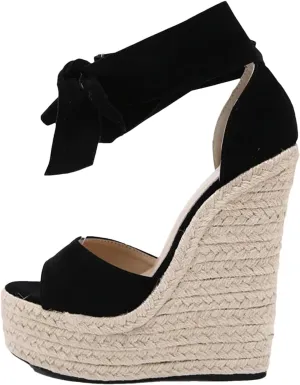 Women's Butterfly-Knot Sandals - 2025 Summer Platform Ankle Lace-Up Wedges