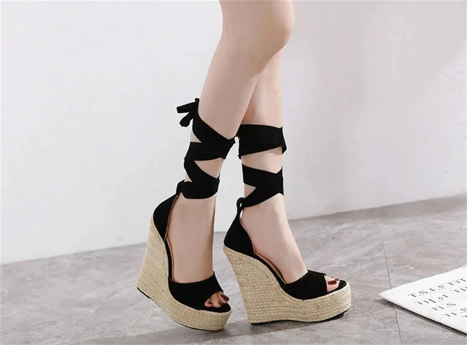 Women's Butterfly-Knot Sandals - 2025 Summer Platform Ankle Lace-Up Wedges