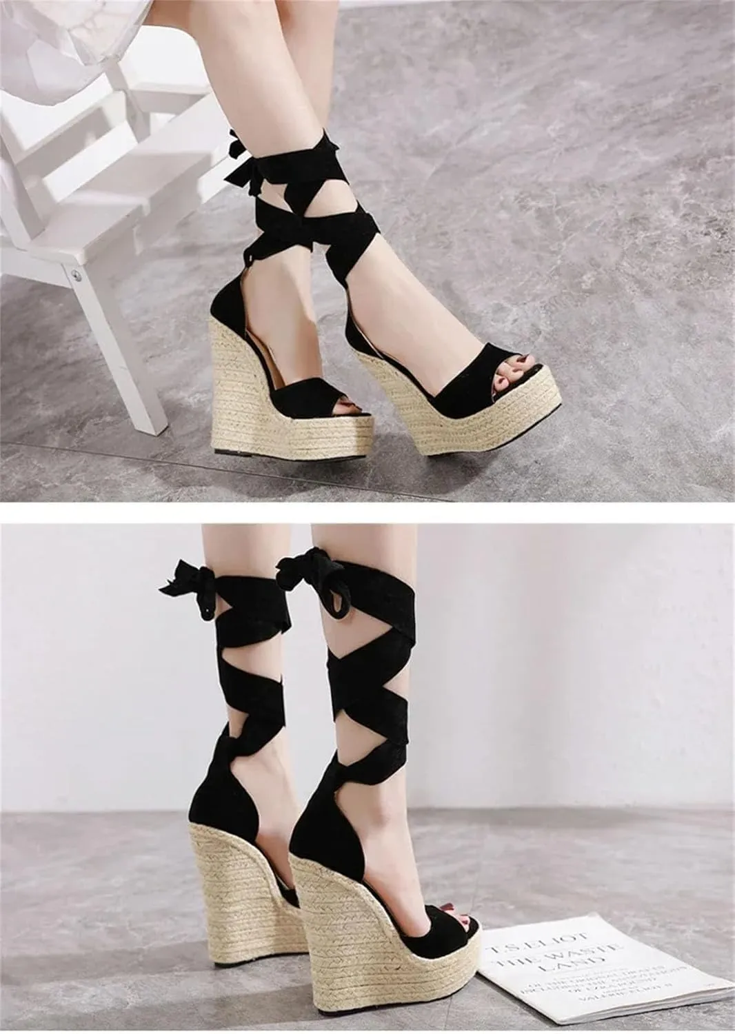 Women's Butterfly-Knot Sandals - 2025 Summer Platform Ankle Lace-Up Wedges